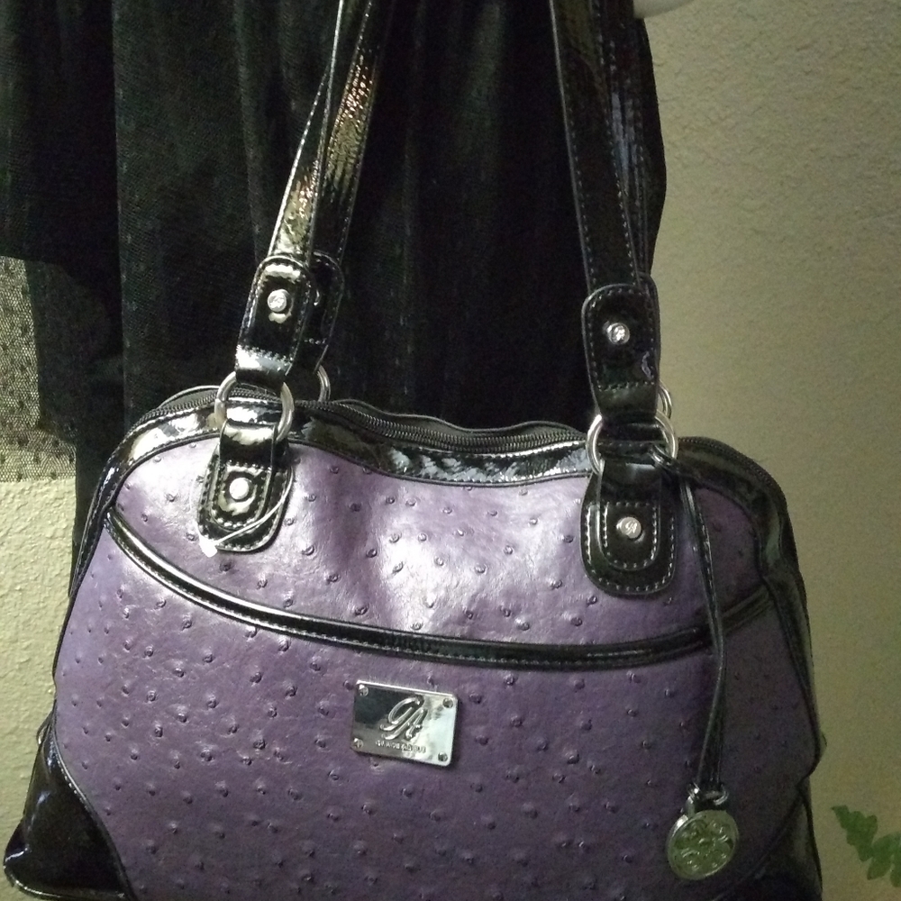 Grace Adele Ostrich Print Handbag - image 6